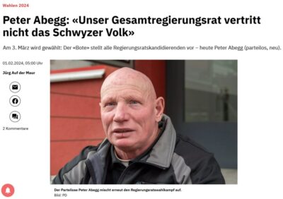 Medienbericht: Unser Gesamtregierungsrat vertritt nicht das Schwyzer Volk